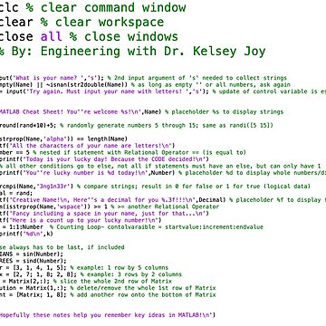 MATLAB Cheat Sheet