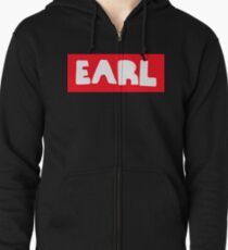 Earl Sweatshirt White on Red Zipped Hoodie