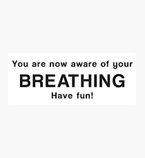 You are now aware of your breathing. Have fun! Photographic Print