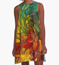 Buntglas bunt A-Linien Kleid
