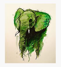 Elephant Watercolor (Green) Photographic Print