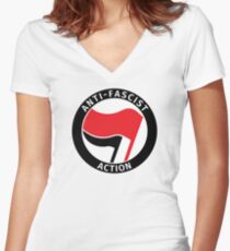 Anti-fascist action Women's Fitted V-Neck T-Shirt