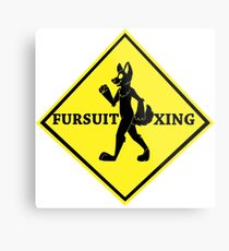 Caution: Fursuit Xing Metal Print