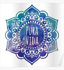 Pura Vida Watercolor Mandala Poster
