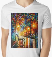 THE LONELINESS OF AUTUMN - Leonid Afremov V-Neck T-Shirt