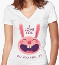 Bunny with love Women's Fitted V-Neck T-Shirt
