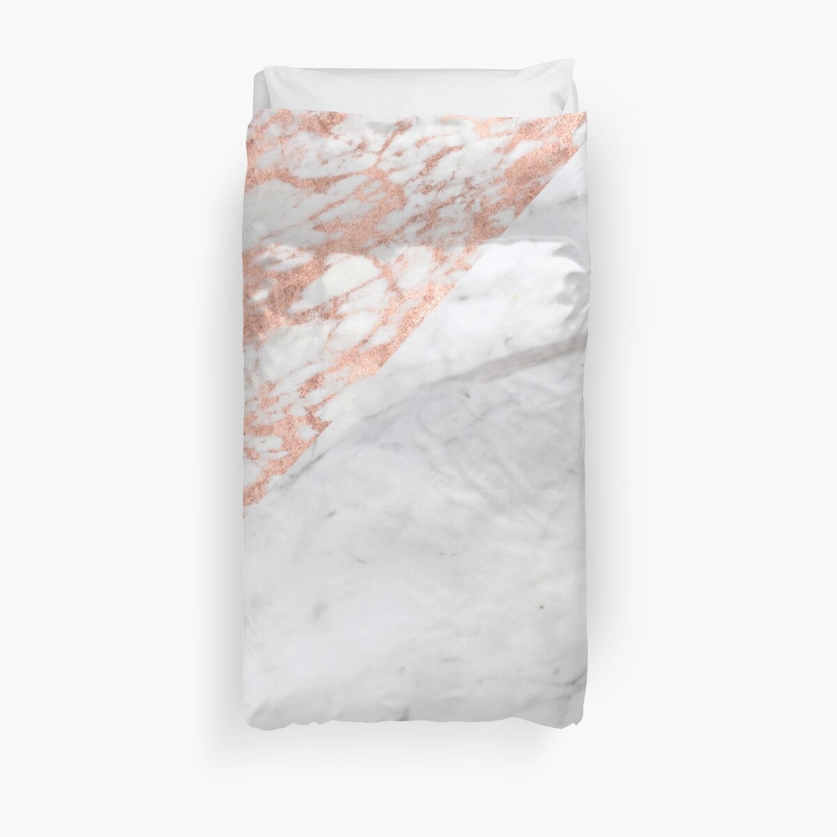 Massarosa Marchionne Bianco Rose Gold Marble Duvet Cover By