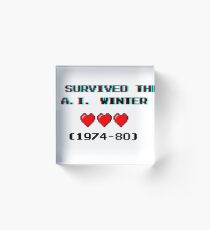 I survived the A.I. winter (8-bit 3D) Acrylic Block