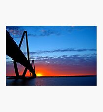 Ravenel Bridge Sunset Over Water Photographic Print