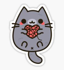 Cute kitty with heart yarn Sticker