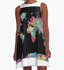 Weltkarte A-Linien Kleid