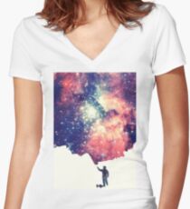Painting the universe (Colorful Negative Space Art) Women's Fitted V-Neck T-Shirt