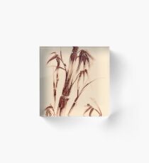 Old Friends - Sumie Ladybug & Bamboo Painting Acrylic Block