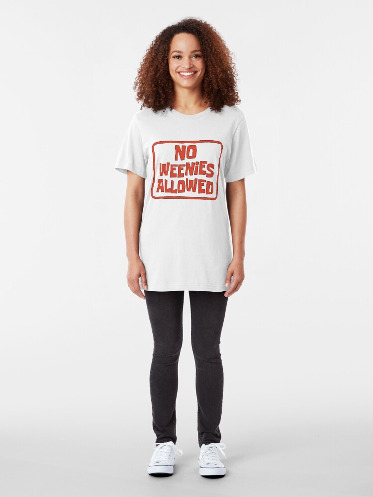 Alternate view of No Weenies Allowed - Spongebob Slim Fit T-Shirt