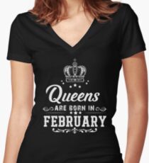Queens are born in February Fitted V-Neck T-Shirt