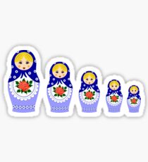 Blue russian matryoshka nesting dolls Sticker