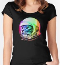 Astronaut Space Cat (digital rainbow version) Fitted Scoop T-Shirt