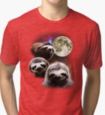 Funny Space Sloths Tri-blend T-Shirt