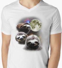 Funny Space Sloths Men's V-Neck T-Shirt