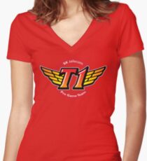 SKT T1 Logo (best quality ever) Women's Fitted V-Neck T-Shirt