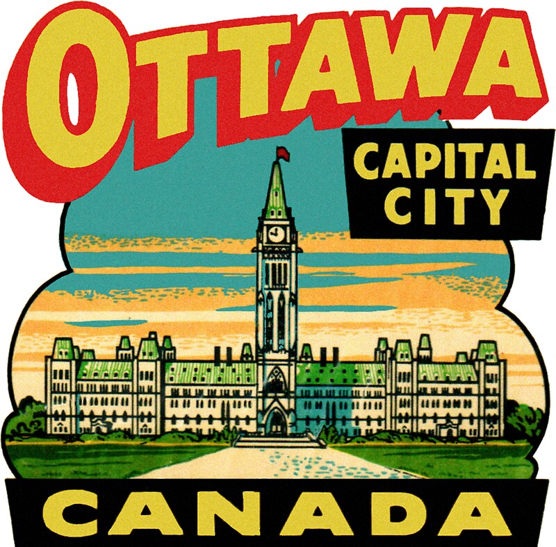 ottawa ontario canada vintage travel decal stickers by