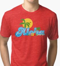 Aloha Hawaii T-Shirt Hawaiian Paradise Beach Sun Sand TShirt Tri-blend T-Shirt