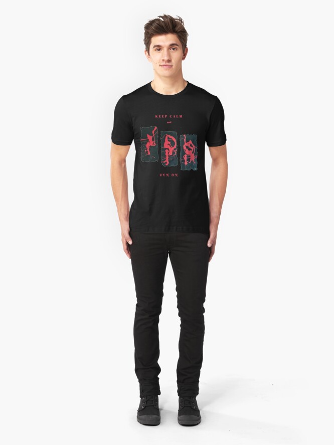Alternate view of RED AND BLACK KEEP CALM AND ZEN ON BRITISH FUNNY QUOTE Slim Fit T-Shirt