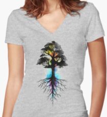 Natürliche Quelle Tailliertes T-Shirt mit V-Ausschnitt