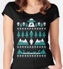 Paranormal Christmas Sweater Women's Fitted Scoop T-Shirt