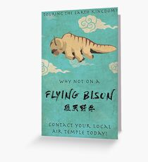 Vintage Flying Bison Travel Poster Greeting Card