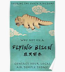 Vintage Flying Bison Travel Poster Poster