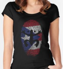 Coqui Puerto Rico Flag Identity Finger Print Women's Fitted Scoop T-Shirt
