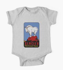 Mountain Goat at Glacier National Park Vintage Travel Decal One Piece - Short Sleeve