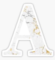 A - Alpha White Gold Foil Marble Sticker