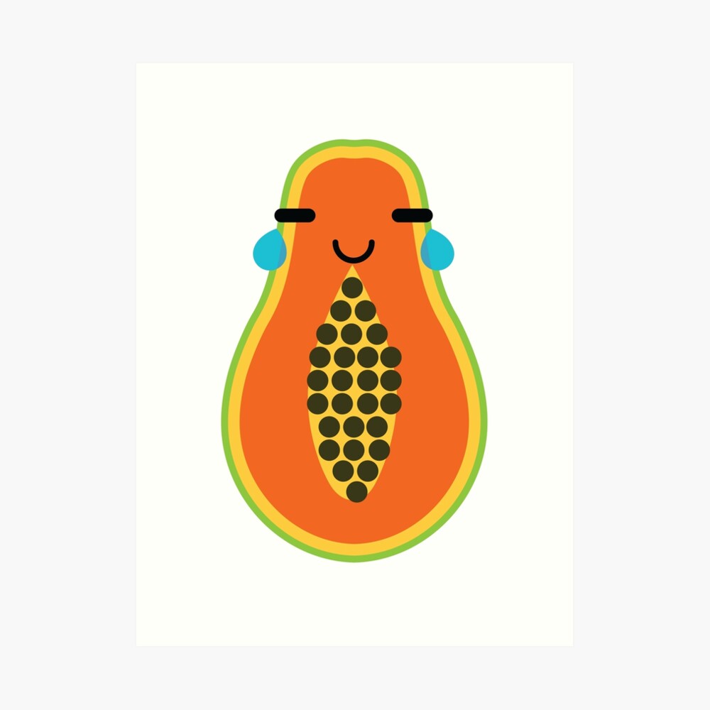 "Papaya Emoji Teary Eye with Joy" Art Print by teeandmee Redbubble