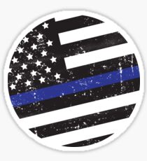 Blue Line Circle Flag Sticker