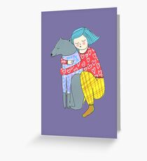 Girl and her dog Greeting Card