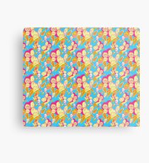 Electric Banana Monkey Pattern Metal Print