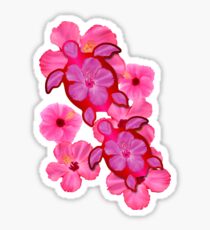 Pink Hibiscus And Honu Turtles Sticker