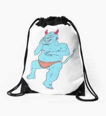Blue Blue Monster Drawstring Bag