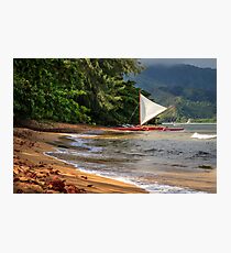 A sailboat In Hanalei Bay Photographic Print