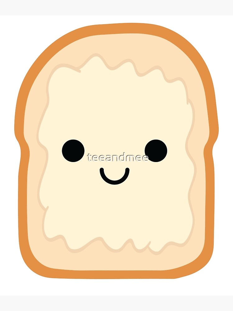 "Bread with Butter Spread Emoji Happy Smiling Face" Framed Art Print by