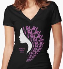 Women's March 1.21.17 Fundraiser - "I Slay" Protest Design Women's Fitted V-Neck T-Shirt