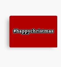 Happy Christmas - Hashtag - Black & White Canvas Print