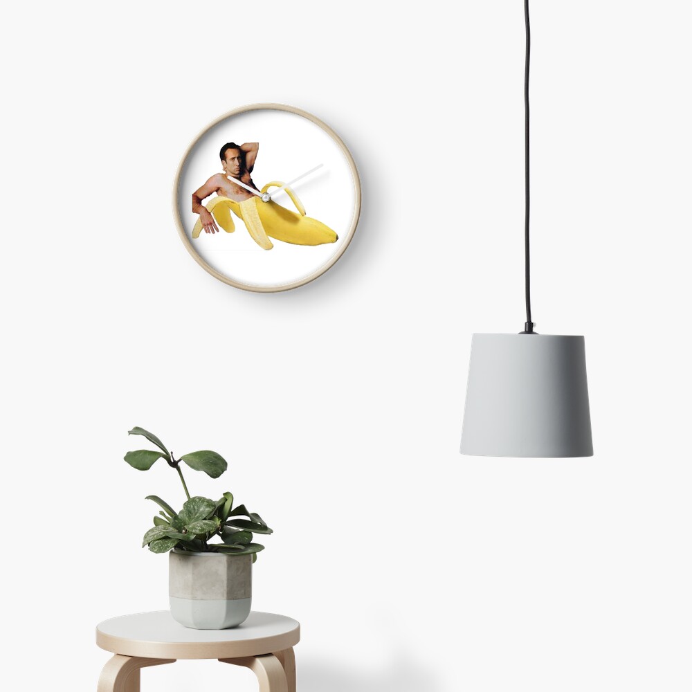 Nicolas Cage In A Banana - Original Yellow Clock