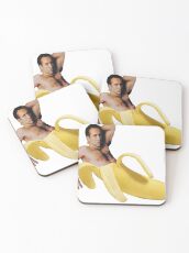Nicolas Cage In A Banana - Original Yellow Coasters