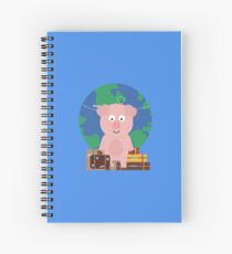 Globetrotter Travel Pig with Suitcases Spiral Notebook