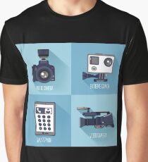Modern Technologies. Professional Photo and Video Camera, Extreme Camera and Smart Phone. Graphic T-Shirt