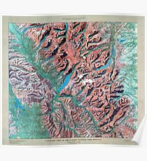 Vintage Glacier Nationalpark Reliefkarte Poster