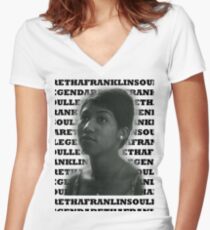 Aretha Franklin Soul Legend Women's Fitted V-Neck T-Shirt